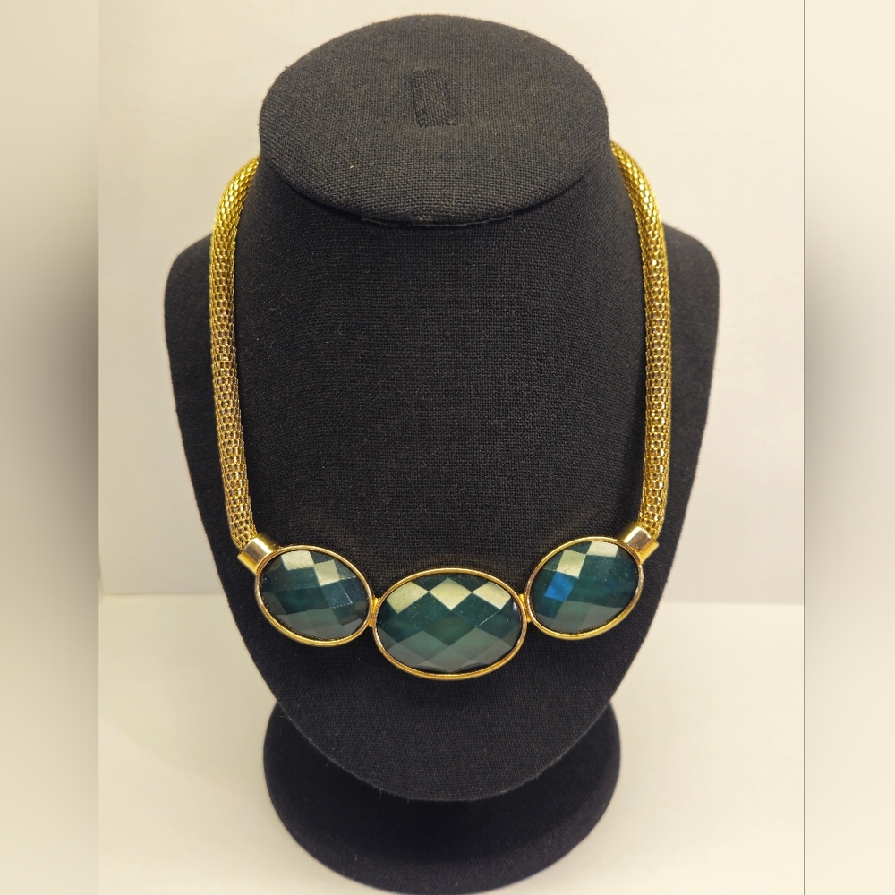 Gold and Green Statement Necklace